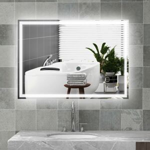 HOMCOM Illuminated Bathroom Mirror with LED Lights 3 Colours Defogging Film HOMCOM Illuminated Bathroom Mirror with LED Lights 3 Colours Defogging Film