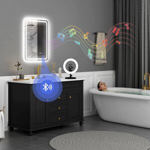 HOMCOM 500 x 700 mm Illuminated Bathroom Mirror with Bluetooth Silver HOMCOM 500 x 700 mm Illuminated Bathroom Mirror with Bluetooth Silver