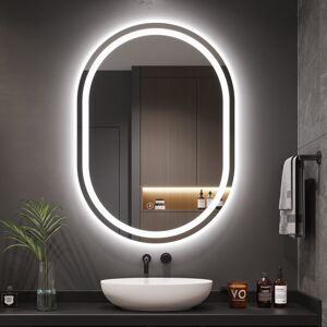 Dripex 50?70cm Oval LED Bathroom Mirror with Light, Illuminated Wall Mounted Van Dripex 50?70cm Oval LED Bathroom Mirror with Light, Illuminated Wall Mounted Van