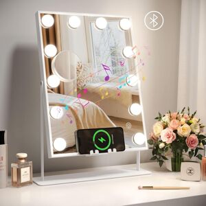 Dripex Bluetooth Hollywood Vanity Mirror with Light, 12 LED Makeup Mirror Dripex Bluetooth Hollywood Vanity Mirror with Light, 12 LED Makeup Mirror