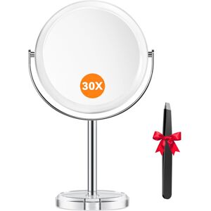 Auxmir 30X Magnifying Mirror with Tweezers, Double Sided 30X/1X Magnifying Makeu Auxmir 30X Magnifying Mirror with Tweezers, Double Sided 30X/1X Magnifying Makeu