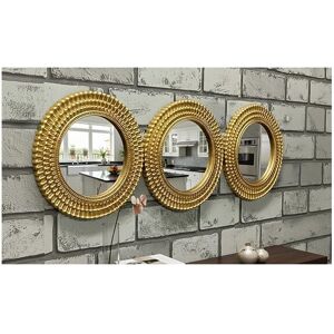 Biznest 3 Moroccan Style Round Wall Mirrors Gold Metallic Frame Art Deco 26 Cm Biznest 3 Moroccan Style Round Wall Mirrors Gold Metallic Frame Art Deco 26 Cm