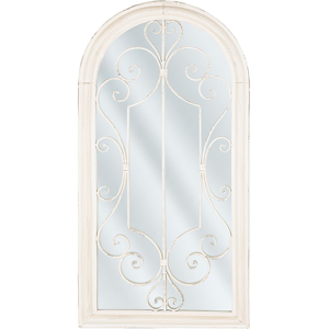 Beliani Wall Hanging Mirror Off-White 49 x 97 cm Window Shape Metal Frame Vintage - Wall Mirror Beliani Wall Hanging Mirror Off-White 49 x 97 cm Window Shape Metal Frame Vintage - Wall Mirror