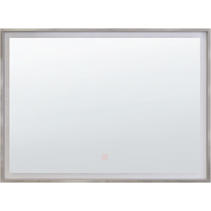 Beliani Silver LED Bathroom Mirror Rectangular 60x80cm - Bathroom Mirror Beliani Silver LED Bathroom Mirror Rectangular 60x80cm - Bathroom Mirror