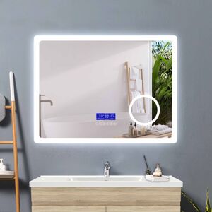 AICA bathroom mirror 80x60cm + 2 adjustable LED colors + anti-fog + LCD panel (Touch, AICA bathroom mirror 80x60cm + 2 adjustable LED colors + anti-fog + LCD panel (Touch,