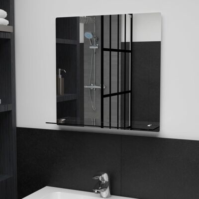 vidaXL Wall Mirror with Shelf - 50x50cm Tempered Glass Bathroom Vanity vidaXL Wall Mirror with Shelf - 50x50cm Tempered Glass Bathroom Vanity