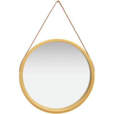 vidaXL Wall Mirror with Strap 60 cm Gold - Wall Mirror vidaXL Wall Mirror with Strap 60 cm Gold - Wall Mirror