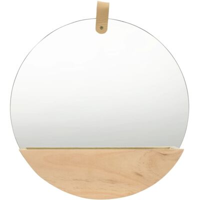 Maisonchic Pine Wood Wall Mirror - Round 35cm with Storage - Wall Mirror Maisonchic Pine Wood Wall Mirror - Round 35cm with Storage - Wall Mirror