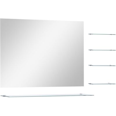 vidaXL Wall Mirror with 5 Shelves Silver - Bathroom Vanity Decor vidaXL Wall Mirror with 5 Shelves Silver - Bathroom Vanity Decor