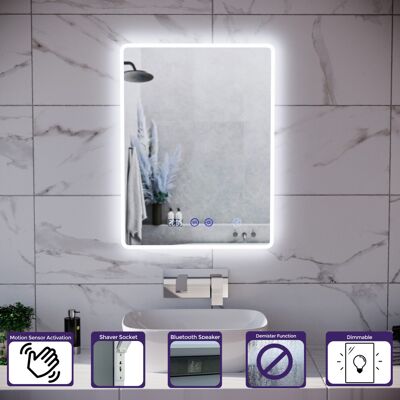 Nes Home Touch Sensor Bathroom LED Mirror Bluetooth With Clock 500 x 700mm Nes Home Touch Sensor Bathroom LED Mirror Bluetooth With Clock 500 x 700mm