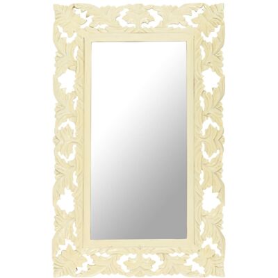 vidaXL White Hand Carved Mango Wood Mirror - 80x50 cm Decorative & Solid vidaXL White Hand Carved Mango Wood Mirror - 80x50 cm Decorative & Solid