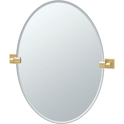 Gatco 4069 Elevate Oval Mirror Brushed Brass 26.5 H x 24 W Wall Mounted Pivoti Gatco 4069 Elevate Oval Mirror Brushed Brass 26.5 H x 24 W Wall Mounted Pivoti