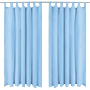 vidaXL Micro-Satin Curtains with Loops - Set of 2 - Turquoise - Curtains vidaXL Micro-Satin Curtains with Loops - Set of 2 - Turquoise - Curtains