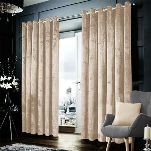 Imperial Rooms (Beige, 66" x 90" (167cm x 228cm)) Velvet Curtains Eyelet Ring Top Home Decor Dr Imperial Rooms (Beige, 66" x 90" (167cm x 228cm)) Velvet Curtains Eyelet Ring Top Home Decor Dr