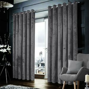 Imperial Rooms (Grey, 90" x 90" (228cm x 228cm)) Velvet Curtains Eyelet Ring Top Ready Made Lin Imperial Rooms (Grey, 90" x 90" (228cm x 228cm)) Velvet Curtains Eyelet Ring Top Ready Made Lin