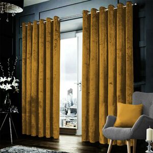 Imperial Rooms (Ocher, 66" x 54" (167cm x 137cm)) Velvet Curtains Eyelet Ring Top Ready Made Li Imperial Rooms (Ocher, 66" x 54" (167cm x 137cm)) Velvet Curtains Eyelet Ring Top Ready Made Li