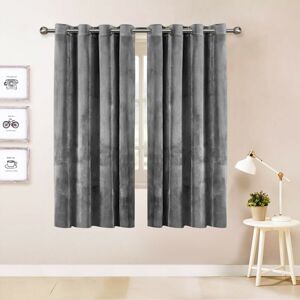 Imperial Rooms (Grey) Short Curtains Pair Thick Velvet Eyelet Ring Top Imperial Rooms (Grey) Short Curtains Pair Thick Velvet Eyelet Ring Top