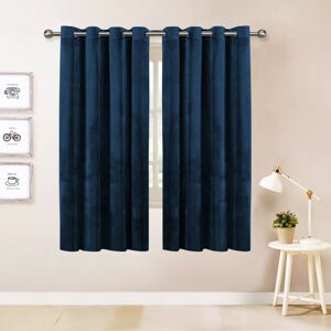 Imperial Rooms (Blue) Short Curtains Pair Thick Velvet Eyelet Ring Top Imperial Rooms (Blue) Short Curtains Pair Thick Velvet Eyelet Ring Top