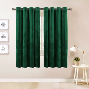 Imperial Rooms (Green) Short Curtains Pair Thick Velvet Eyelet Ring Top Imperial Rooms (Green) Short Curtains Pair Thick Velvet Eyelet Ring Top