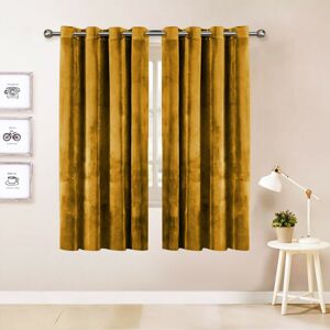 Imperial Rooms (Ochre) Short Curtains Pair Thick Velvet Eyelet Ring Top Imperial Rooms (Ochre) Short Curtains Pair Thick Velvet Eyelet Ring Top