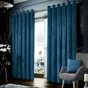 British Bedding LTD (90''x90'' (228cmx228cm), Blue (IMP)) Blackout Crushed Velvet Curtains Eyelet Ri British Bedding LTD (90''x90'' (228cmx228cm), Blue (IMP)) Blackout Crushed Velvet Curtains Eyelet Ri