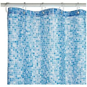 Croydex Blue Swimming Pool Mosaic Textile Shower Curtain with Hygiene 'N' Clean Croydex Blue Swimming Pool Mosaic Textile Shower Curtain with Hygiene 'N' Clean