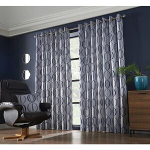 Alan Symonds (66x72", Navy) Omega Eyelet Ring Top Curtain Pair Fully Lined Curtains Jacquard Alan Symonds (66x72", Navy) Omega Eyelet Ring Top Curtain Pair Fully Lined Curtains Jacquard
