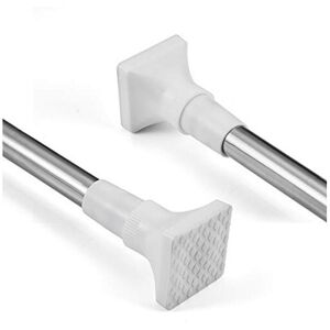 FRENESSA Extendable Stainless Steel Curtain Pole Telescopic Tension Rod with No FRENESSA Extendable Stainless Steel Curtain Pole Telescopic Tension Rod with No