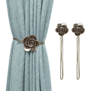 GreenZech (Brown) 2pcs Camellia Magnetic Curtain Buckle 50cm Polyester Rope Straps Accesso GreenZech (Brown) 2pcs Camellia Magnetic Curtain Buckle 50cm Polyester Rope Straps Accesso