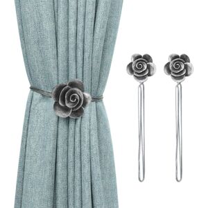 GreenZech (Black) 2pcs Camellia Magnetic Curtain Buckle 50cm Polyester Rope Straps Accesso GreenZech (Black) 2pcs Camellia Magnetic Curtain Buckle 50cm Polyester Rope Straps Accesso