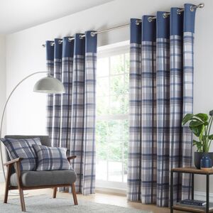 Homemaker Bedding (46 x 54" (117x137cm)) Curtains Blue Grey eyelet ring top lined curtains tartan Homemaker Bedding (46 x 54" (117x137cm)) Curtains Blue Grey eyelet ring top lined curtains tartan