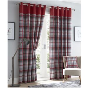 Homemaker Bedding (46 x 72" (117x183cm)) Red curtains eyelet ring top lined curtains tartan check Homemaker Bedding (46 x 72" (117x183cm)) Red curtains eyelet ring top lined curtains tartan check