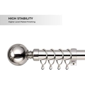 Oxford Homeware (Brushed Silver Plain Ball, 120-210 cm (48" - 83" In)) Metal Curtain Pole & Hold Oxford Homeware (Brushed Silver Plain Ball, 120-210 cm (48" - 83" In)) Metal Curtain Pole & Hold