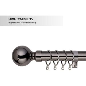 Oxford Homeware (Black Nickle Plain Ball, 120-210 cm (48" - 83" In)) Metal Curtain Pole & Hold B Oxford Homeware (Black Nickle Plain Ball, 120-210 cm (48" - 83" In)) Metal Curtain Pole & Hold B