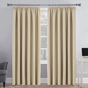 SUPREME BEDDING LTD (Cream, 90"X90") Thermal Blackout Curtains Pencil Pleat Curtain Ready Made Windo SUPREME BEDDING LTD (Cream, 90"X90") Thermal Blackout Curtains Pencil Pleat Curtain Ready Made Windo