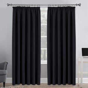 SUPREME BEDDING LTD (Black, 66"X72") Thermal Blackout Curtains Pencil Pleat Curtain Ready Made Windo SUPREME BEDDING LTD (Black, 66"X72") Thermal Blackout Curtains Pencil Pleat Curtain Ready Made Windo