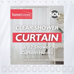SOL White Shower Curtain with 12 Hooks – 180x180 cm PEVA, Clear Liner, Mildew-Resist SOL White Shower Curtain with 12 Hooks – 180x180 cm PEVA, Clear Liner, Mildew-Resist