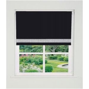 NewEdgeBlinds Straight Diamante Edge Border Blackout Roller Blind 165cm Drop x 80cm Black NewEdgeBlinds Straight Diamante Edge Border Blackout Roller Blind 165cm Drop x 80cm Black