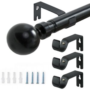 ASPIRE HOMEWARE (( 160-300 cm (63" - 118" Inches), Matte Black- Plain Ball Curtain Rod) Metal Cu ASPIRE HOMEWARE (( 160-300 cm (63" - 118" Inches), Matte Black- Plain Ball Curtain Rod) Metal Cu