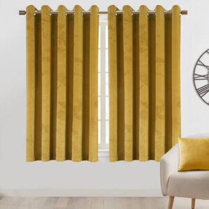 Imperial Rooms (66" x 54") Yellow Curtains Velvet Ring Top Pair Ready Made UK Imperial Rooms (66" x 54") Yellow Curtains Velvet Ring Top Pair Ready Made UK