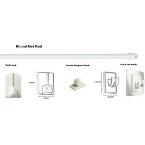 Sales Today Interior (Clear Centre Support Hooks PK 4) Extendable Telescopic White Net Curtain Rod Sales Today Interior (Clear Centre Support Hooks PK 4) Extendable Telescopic White Net Curtain Rod