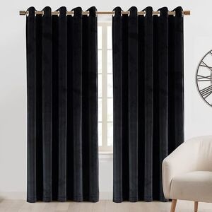 Imperial Rooms Black Velvet Curtains - 66x72in - Blackout Imperial Rooms Black Velvet Curtains - 66x72in - Blackout