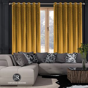 Imperial Rooms (66" x 90") Yellow Curtains Velvet Ring Top Pair Ready Made UK Imperial Rooms (66" x 90") Yellow Curtains Velvet Ring Top Pair Ready Made UK