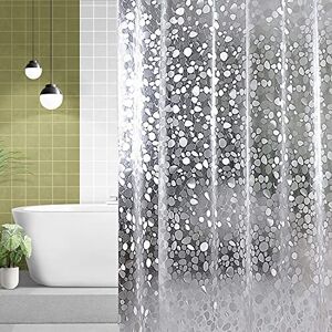Weddecor Waterproof Heavy Duty PVC Clear 3D Effect Pebbles Pattern Shower Curtain Liner M Weddecor Waterproof Heavy Duty PVC Clear 3D Effect Pebbles Pattern Shower Curtain Liner M
