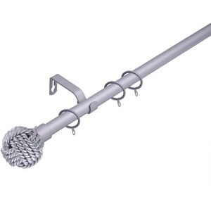 (210 - 360 cm, Satin Steel (Knotted Finials)) Lister Cartwright 19 mm Extendable (210 - 360 cm, Satin Steel (Knotted Finials)) Lister Cartwright 19 mm Extendable