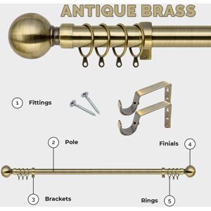 Oxford Homeware (Antique Brass - Plain Ball, 160-300 cm (63" -118" In)) Extendable Metal Curtain Oxford Homeware (Antique Brass - Plain Ball, 160-300 cm (63" -118" In)) Extendable Metal Curtain