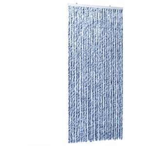 vidaXL Fly Curtain Door Curtain Fly Screen Blue and White 100x230 cm Chenille vidaXL Fly Curtain Door Curtain Fly Screen Blue and White 100x230 cm Chenille