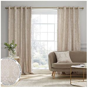 Catherine Lansfield Damask Jacquard 66x72 Inch Eyelet Curtains Two Panels Natural Catherine Lansfield Damask Jacquard 66x72 Inch Eyelet Curtains Two Panels Natural