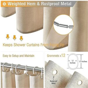 Unbranded 180 X 240cm Extra Long Fabric Shower Curtain, Linen Textured Heavy Duty Fabric S Unbranded 180 X 240cm Extra Long Fabric Shower Curtain, Linen Textured Heavy Duty Fabric S