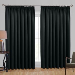 SUPREME BEDDING LTD (BLACK, 66 x 90) Blackout Pencil Pleat Curtains Ready Made Curtain SUPREME BEDDING LTD (BLACK, 66 x 90) Blackout Pencil Pleat Curtains Ready Made Curtain
